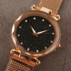 商品名称:全新库存未使用潮流设计品牌candycat女表玫瑰金水晶钻星空