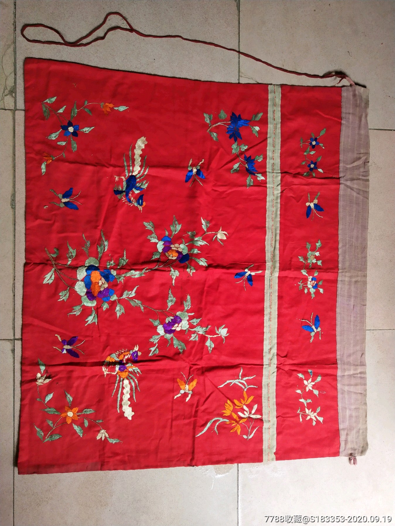 民国或清朝手工刺绣台布尺寸77剩86