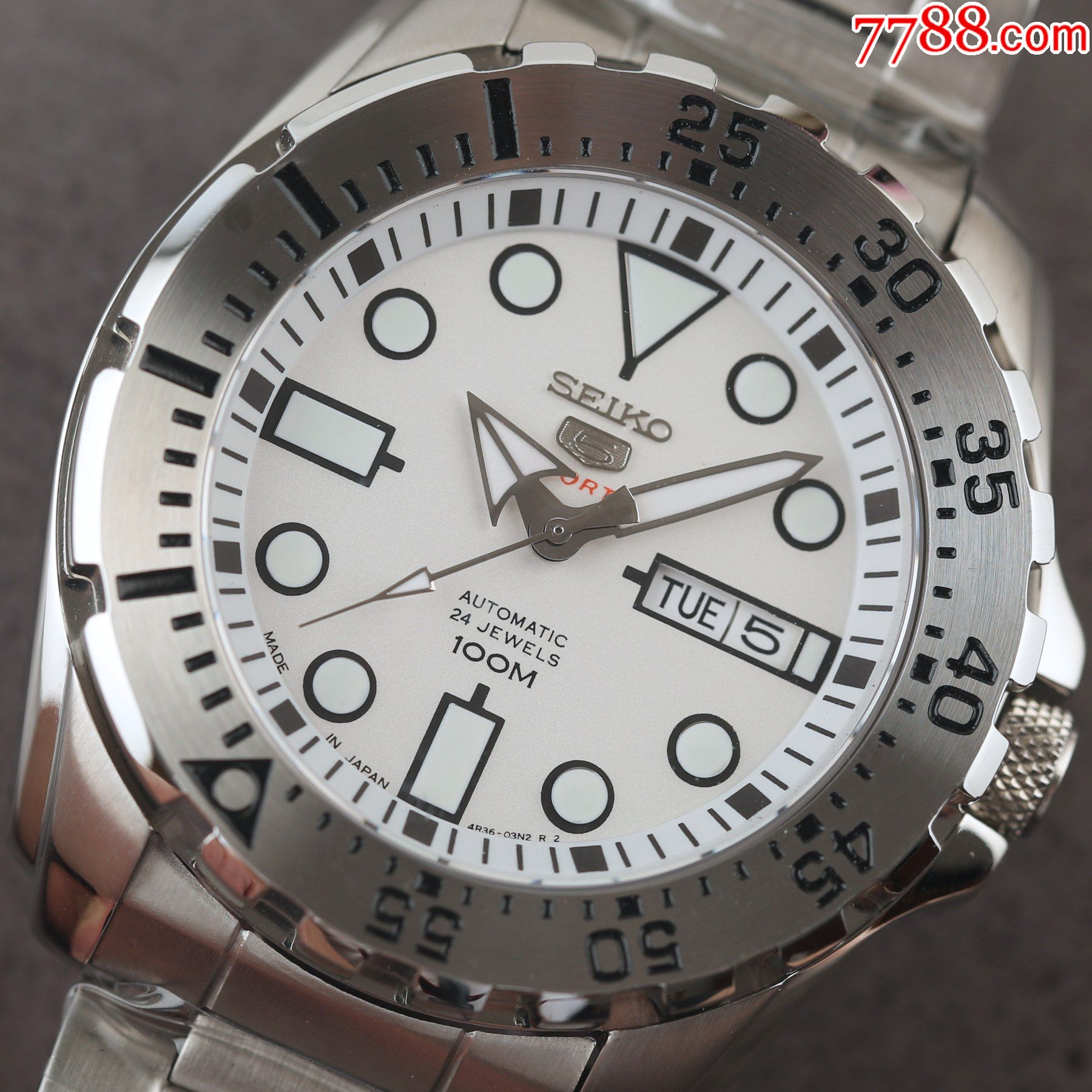 日本精工手表全新库存未使用经典5号sprots系列水鬼潜水白面款