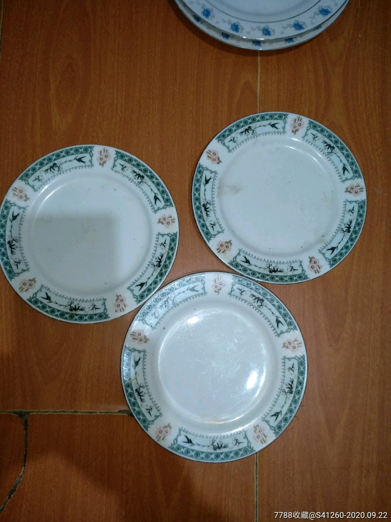 唐山白玉瓷厂彩绘盘子三个