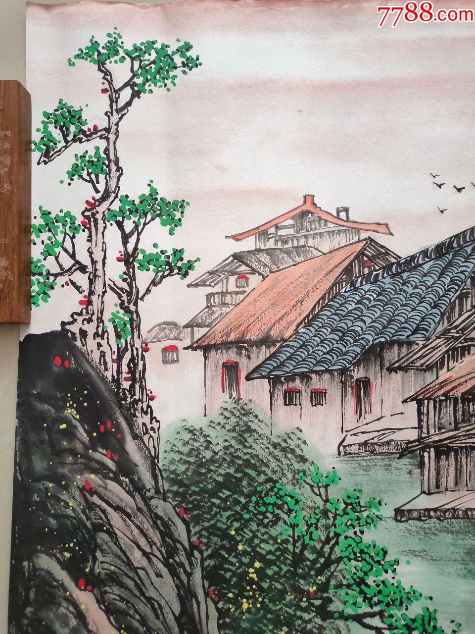 国画山村小屋图片