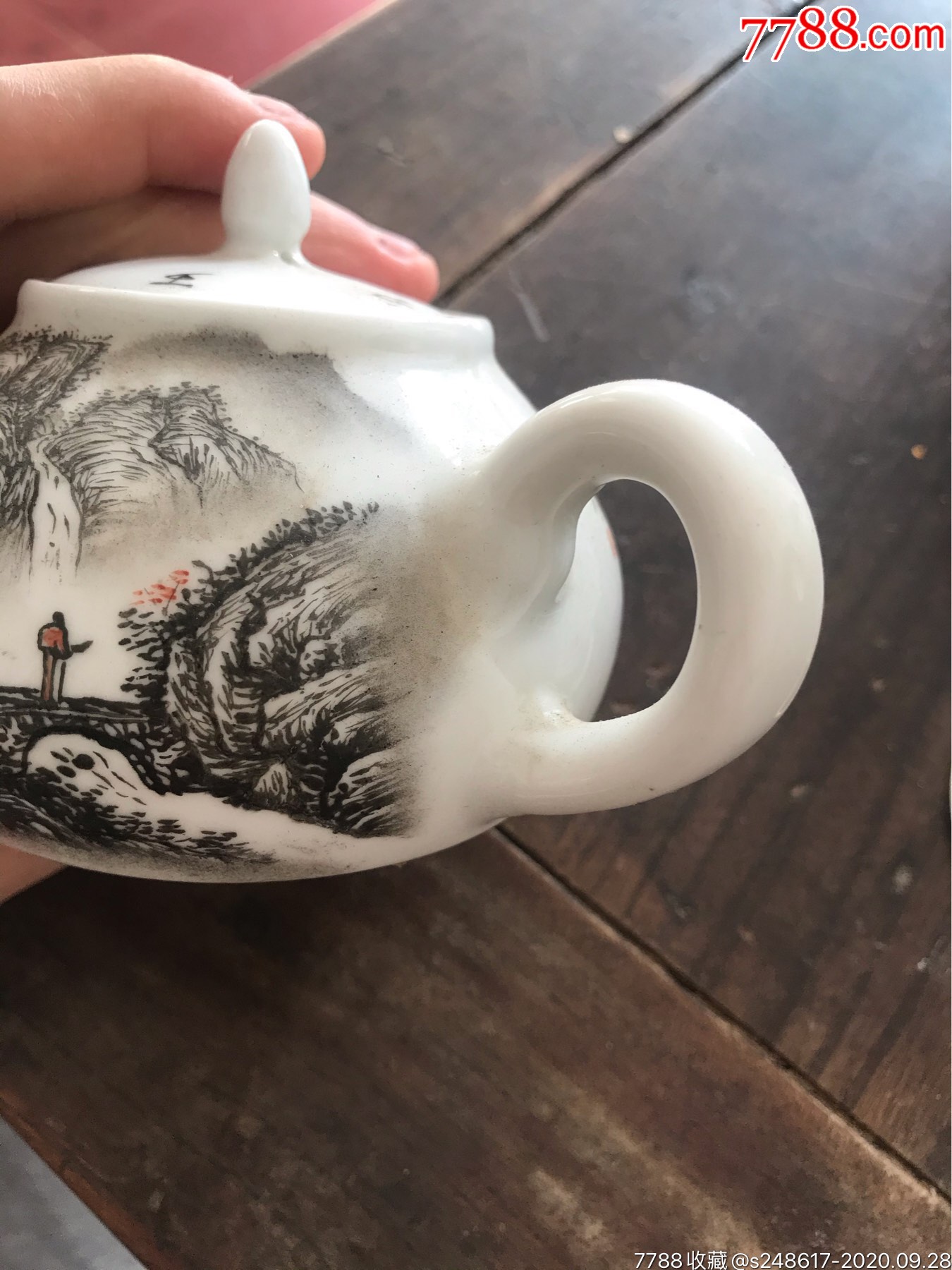 汪野亭款墨彩茶壶