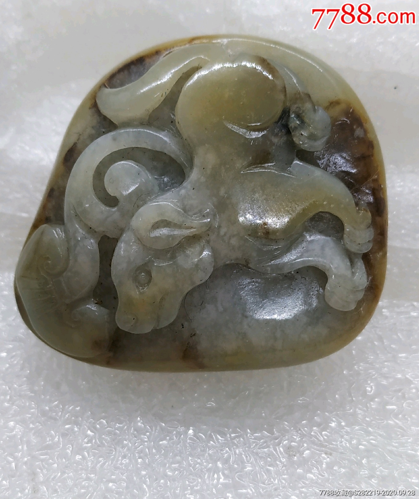 天狗望月和田玉雕件