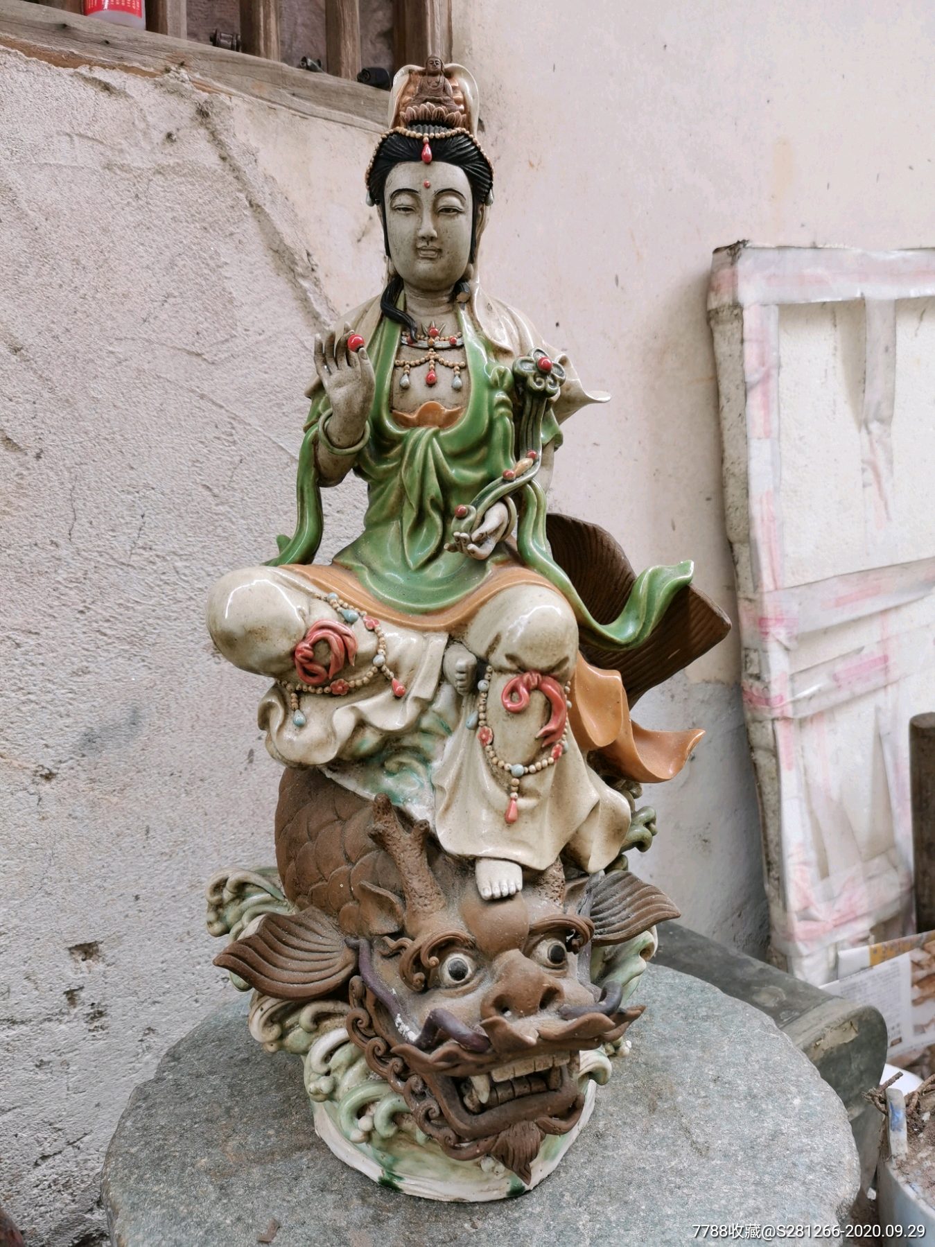 民国石湾窑观音,整体完整,有名