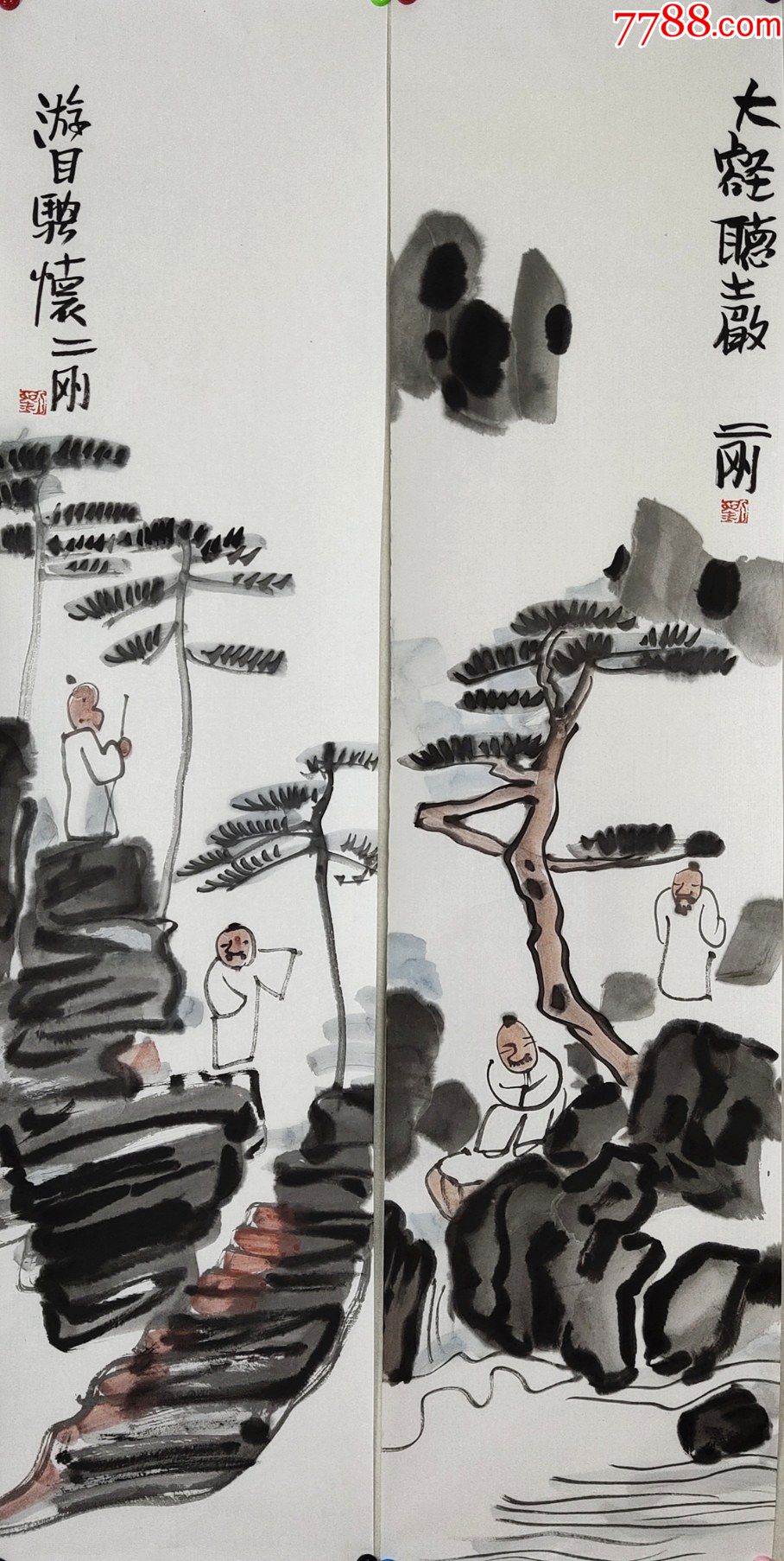 南京书画院画家,国家一级美术师【刘二刚】人物四条屏