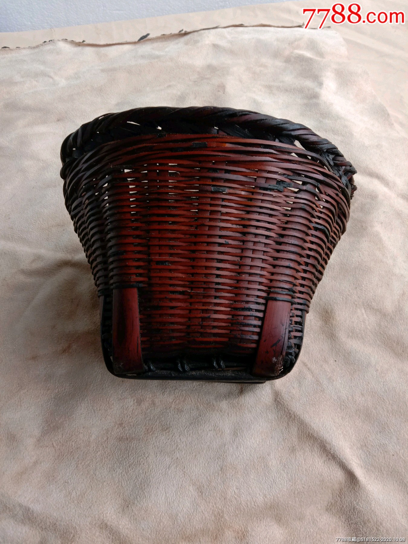 清代或民国时期老竹篮老式小篮子小竹筐收藏民俗手工编织