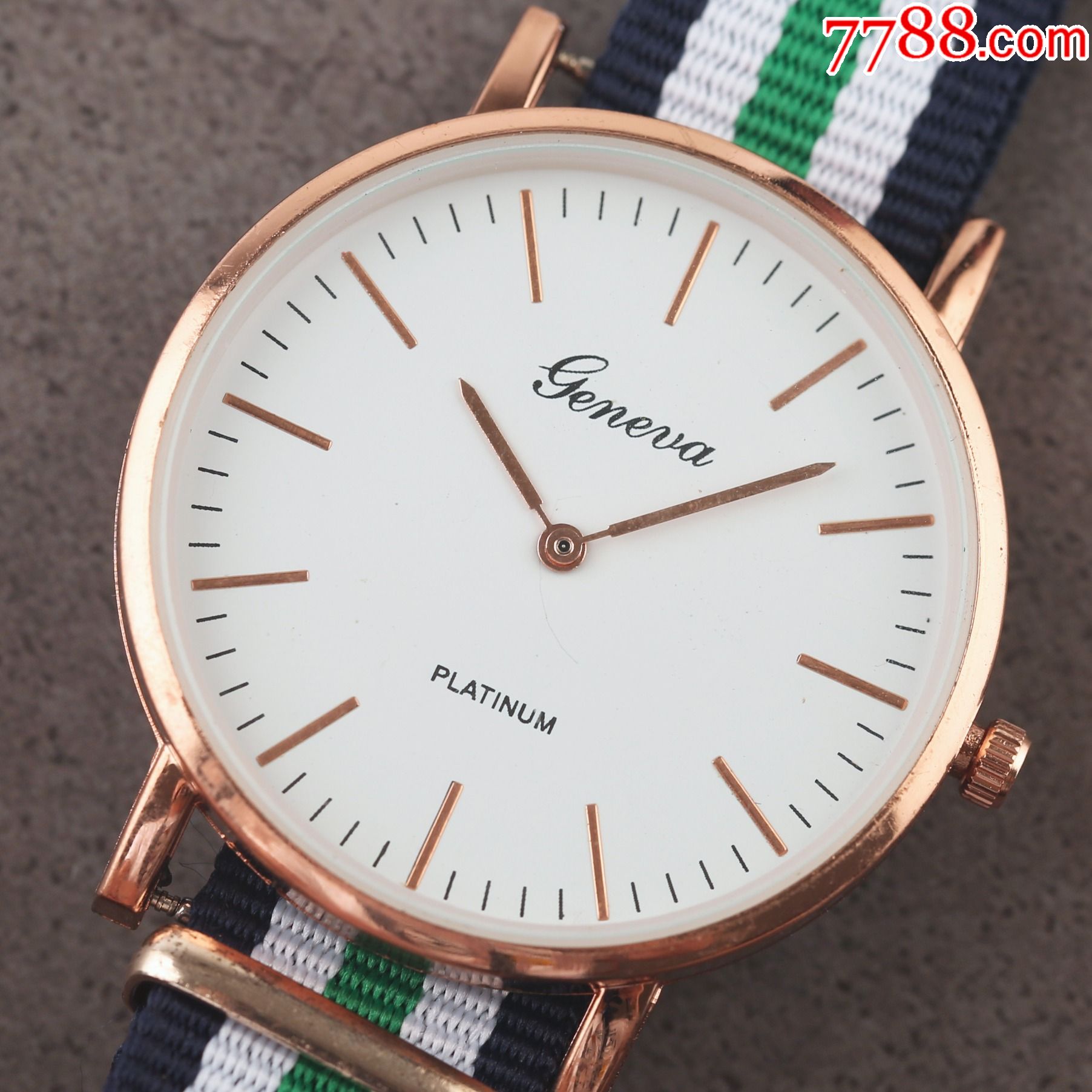 库存全新未使用品潮牌geneva石英手表绅士简约款玫瑰金英伦风