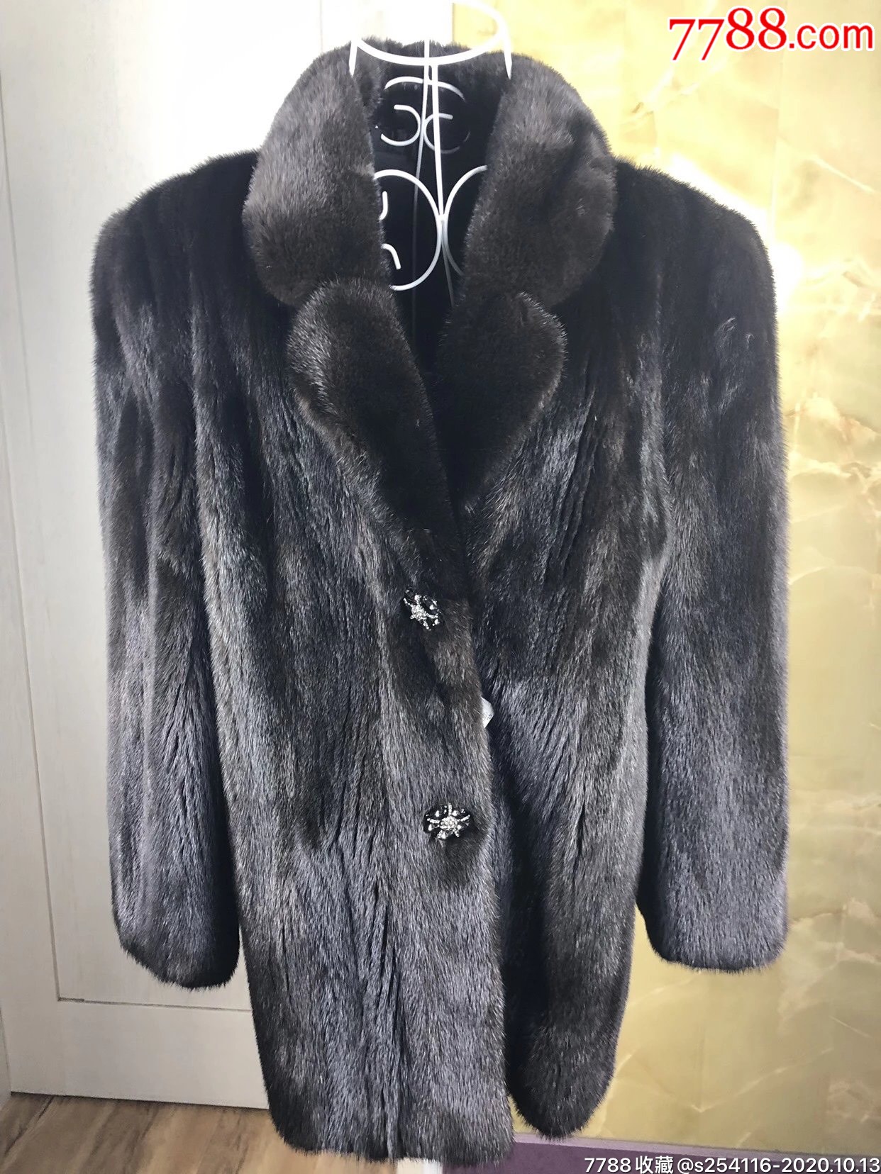 宝嘉美blackglama母貂整貂水貂貂皮大衣超厚底绒超柔软光泽肩宽43cm袖
