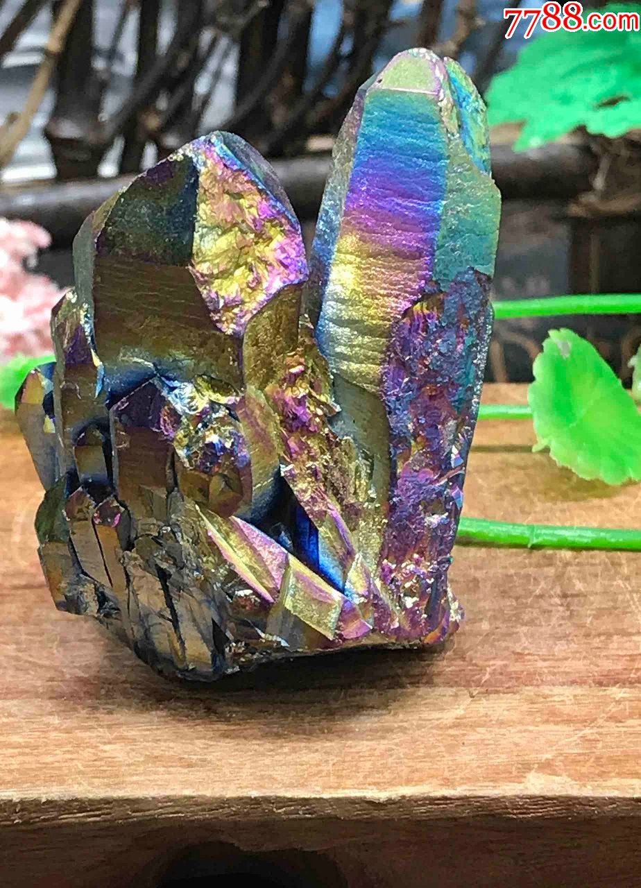 4245新疆电镀七彩水晶晶簇原石68克_价格50元【玉泉陌】_第2张