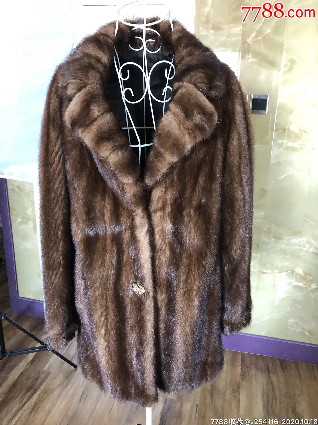 母貂本色貂整貂水貂貂皮大衣插肩袖肩宽38cm袖长59cm衣长75cm胸围106c