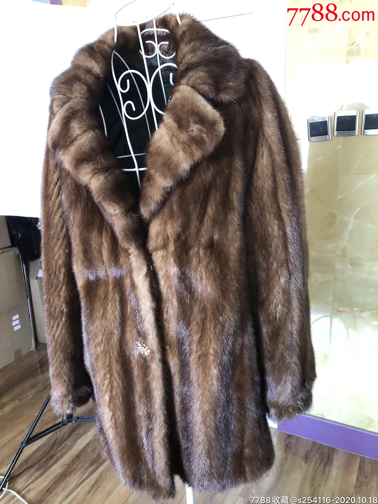 母貂本色貂整貂水貂貂皮大衣插肩袖肩宽38cm袖长59cm衣长75cm胸围106c