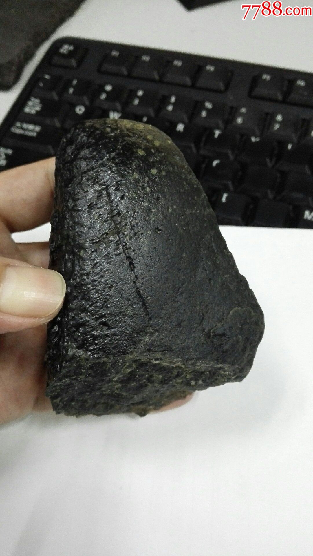 3972新疆岫玉黑青戈壁料原石348克