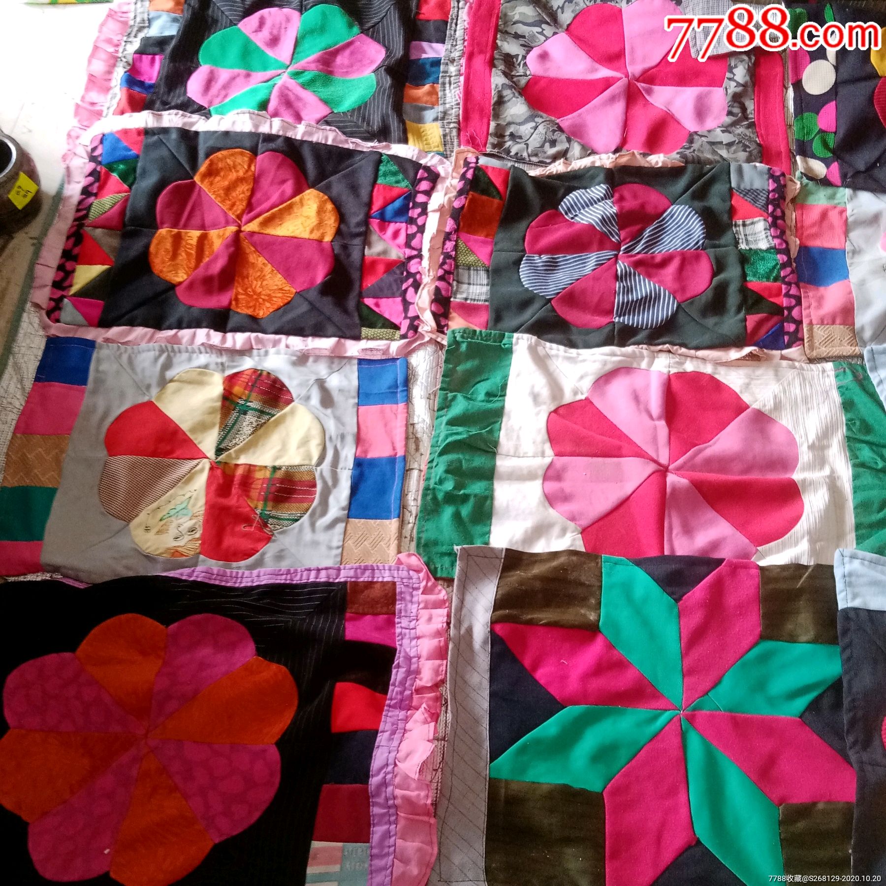 怀旧老手工拼接补丁枕头套11个