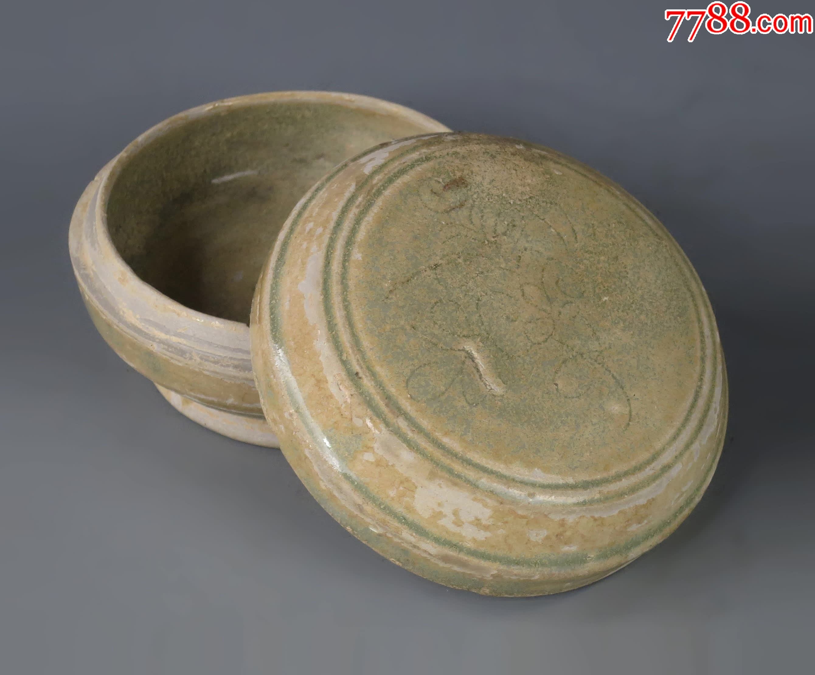 隋唐越窑花卉青瓷粉盒1件(附鉴定报告)