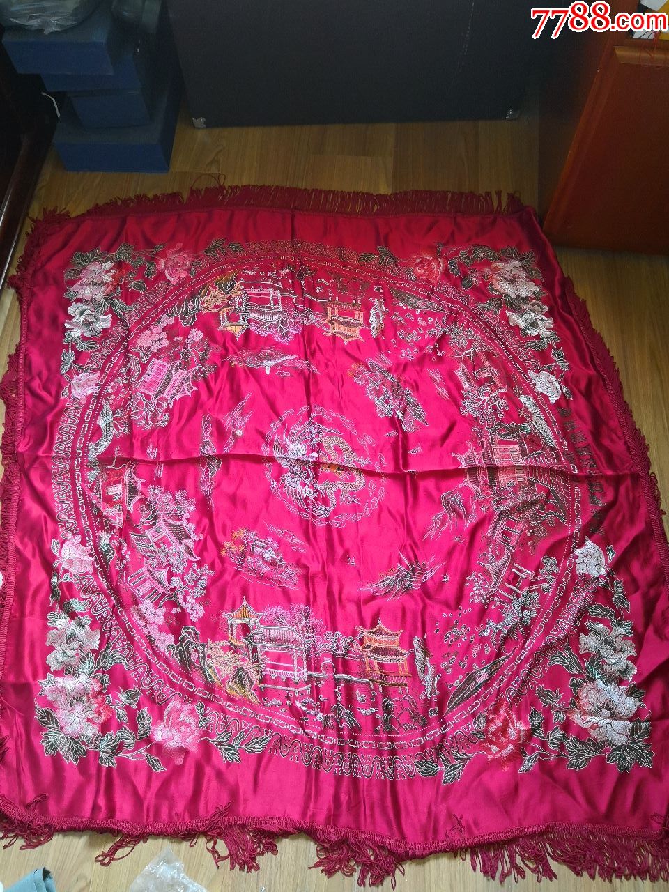 怀旧老式织锦缎大桌布