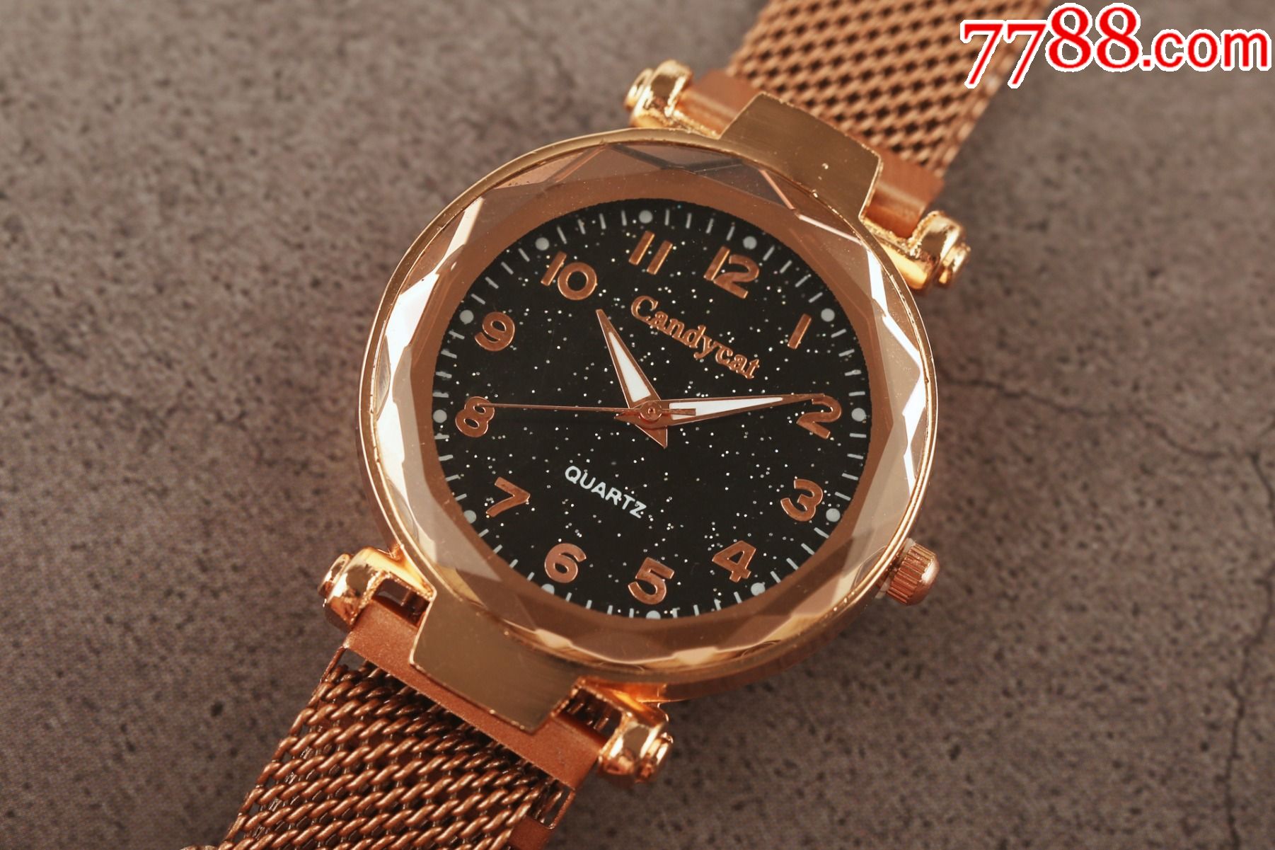 全新库存未使用独立制表设计品牌candycat女表玫瑰金星空盘_手表/腕表