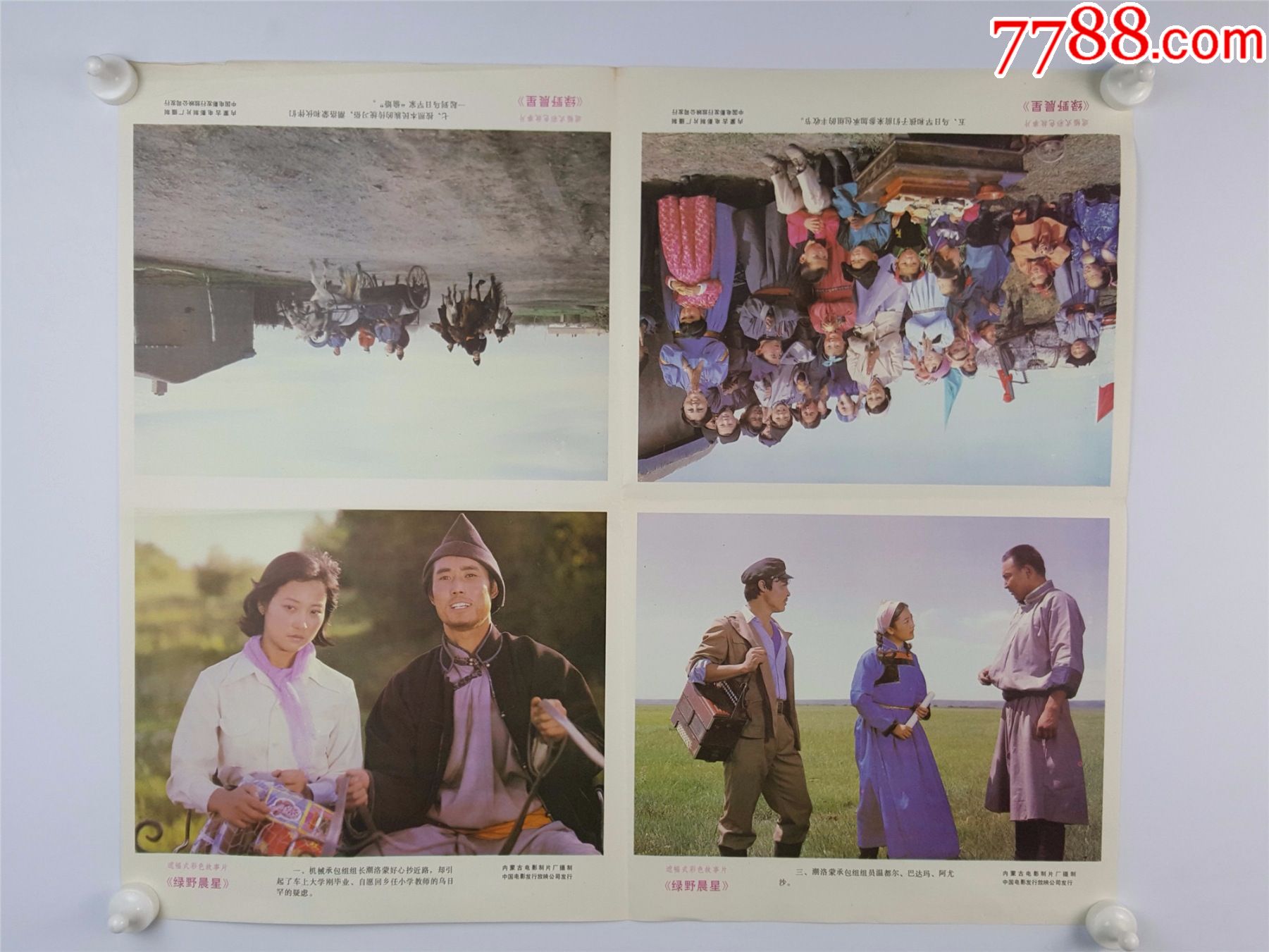 80年代对开电影海报彩色故事片绿野晨星2张合拍内蒙古电影制片厂