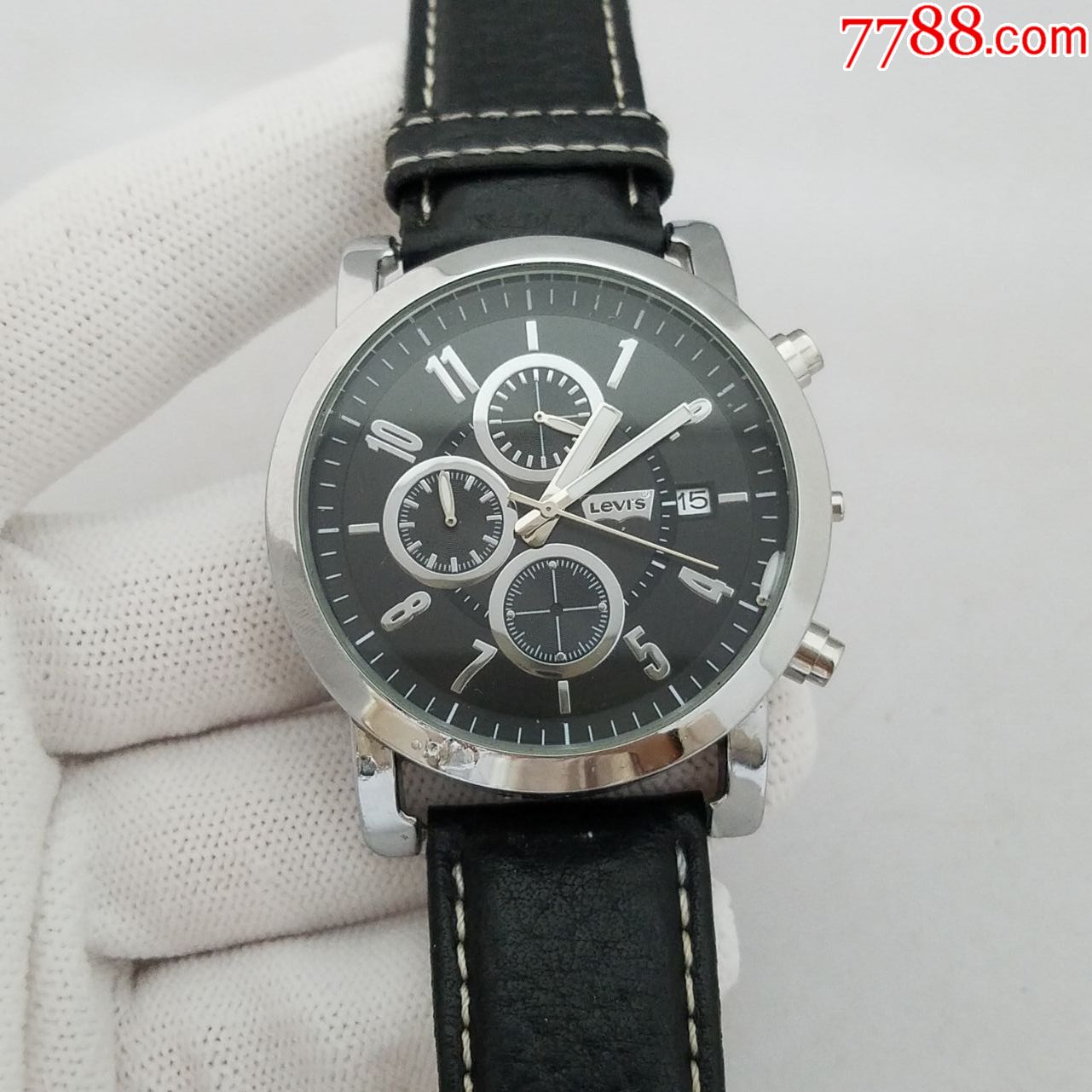 【大号】李维斯电子计时男表【经典3眼放射拉丝纹表盘】【走时正常】