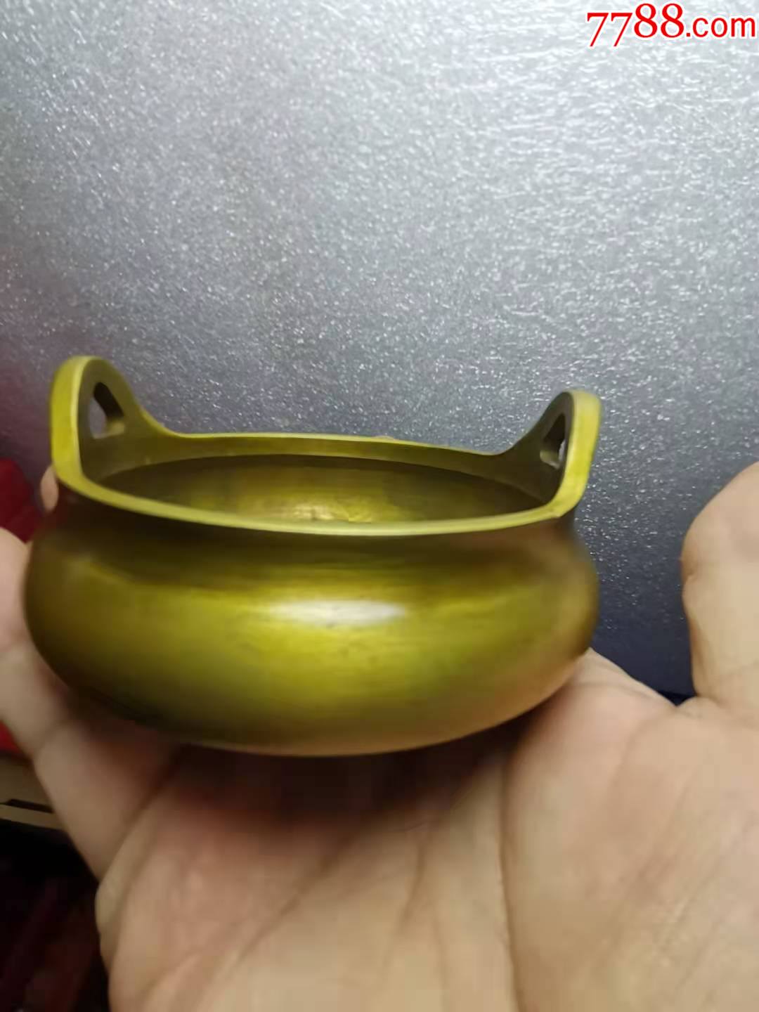 冲耳黄铜香炉个大做工精细包浆漂亮