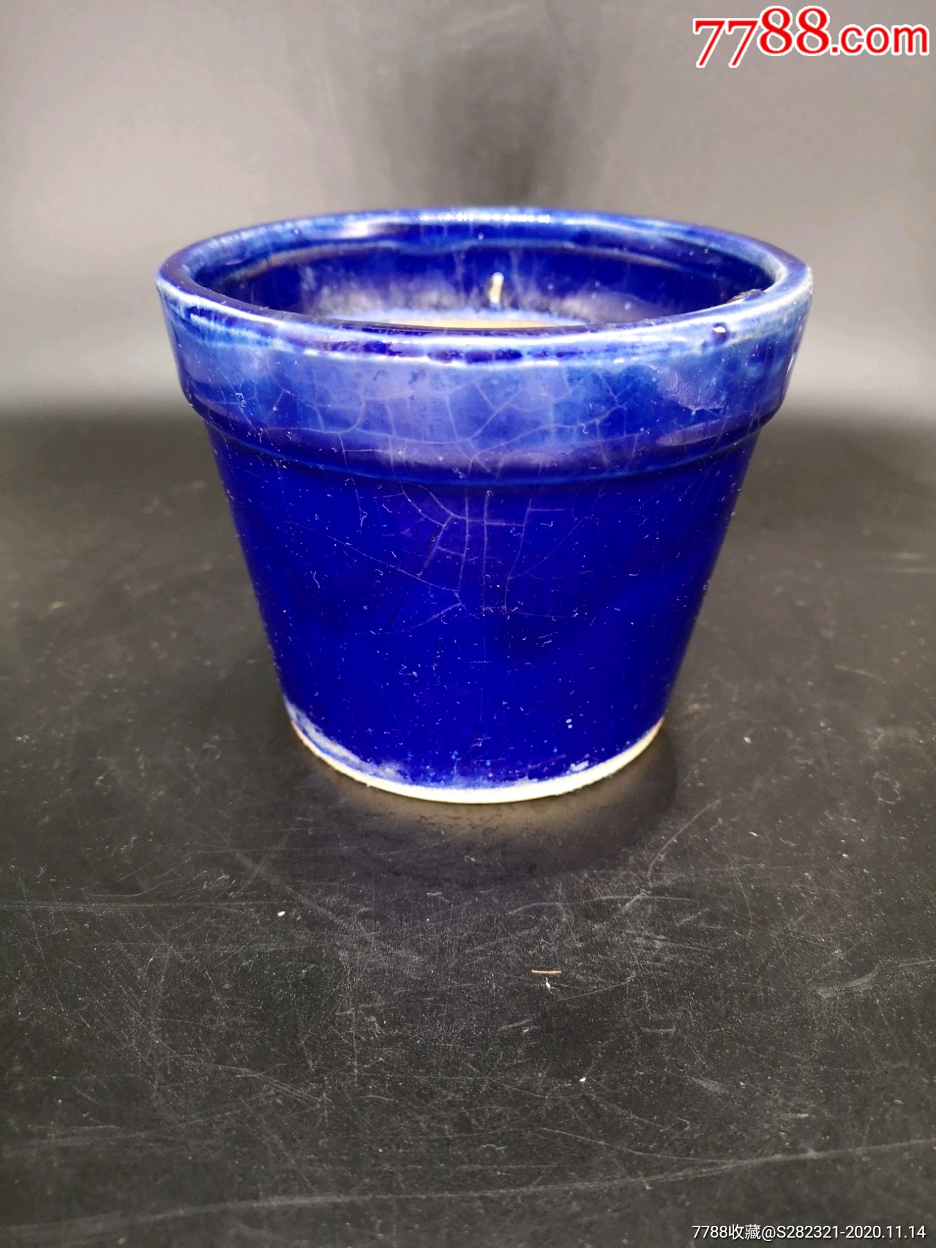 晚清霁蓝釉花盆-青白瓷/影青瓷-7788收藏