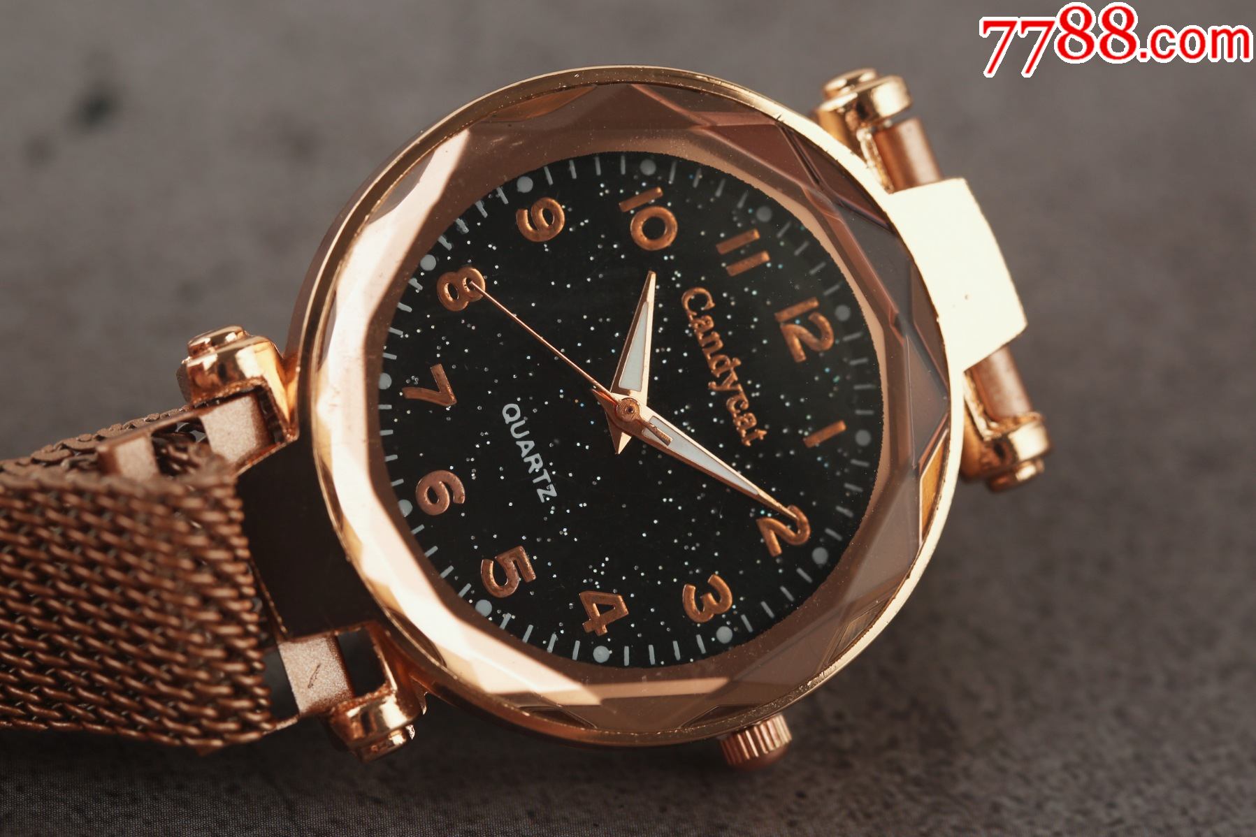 全新库存未使用独立制表设计品牌candycat女表玫瑰金星空盘,手表/腕表