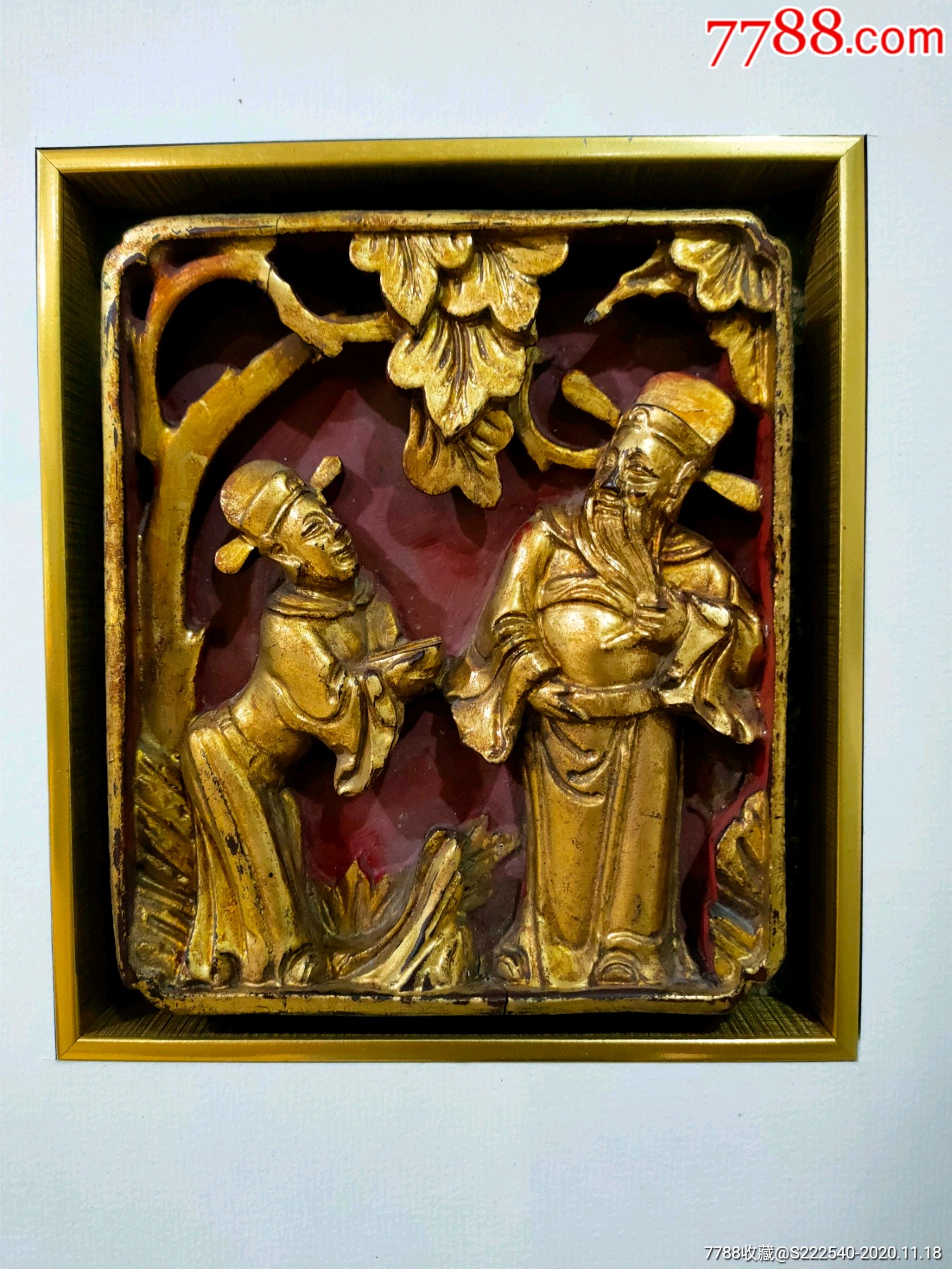 清代楠木浮雕人物典故花板一组四片-木雕花板-7788木艺