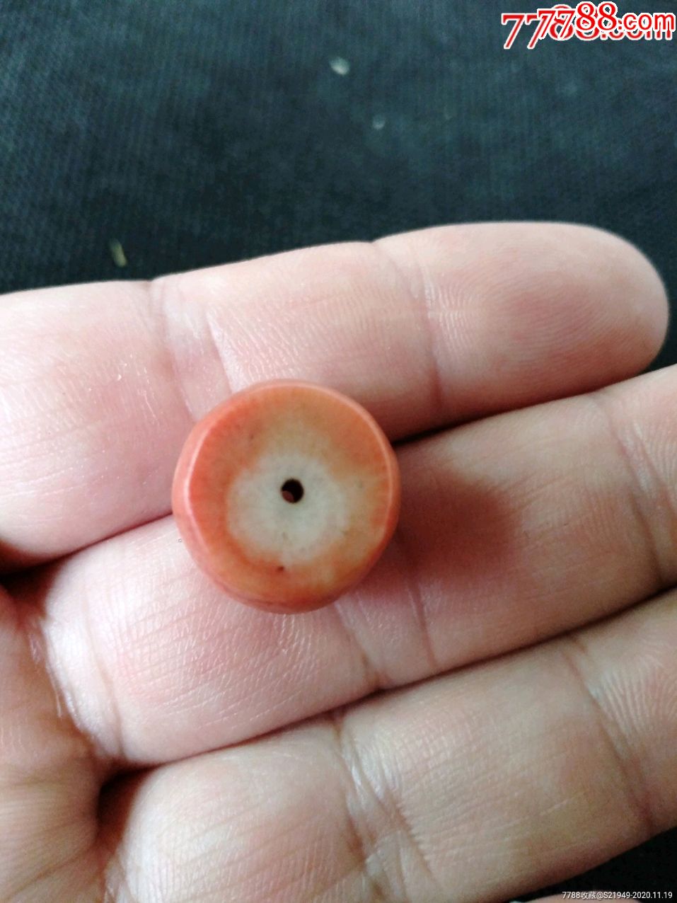 清代老珊瑚大珠一颗-玛瑙-7788工艺品