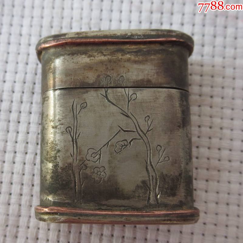 白铜烟膏盒老白铜大烟膏盒