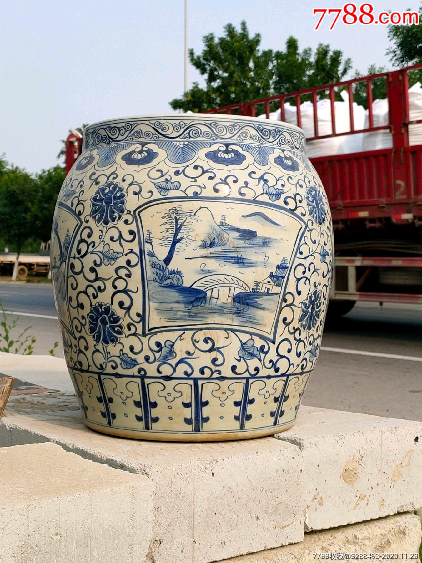 青花卷缸_价格1700元【精品收藏小店】_第1张