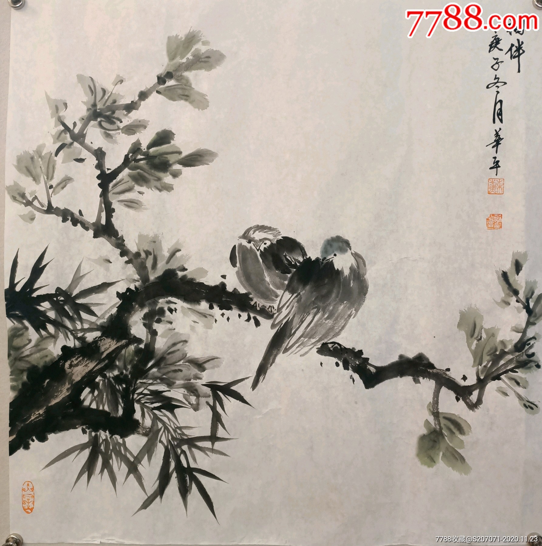 四尺斗方相伴尺寸68×68_花鸟国画原作_第1张_7788字画网