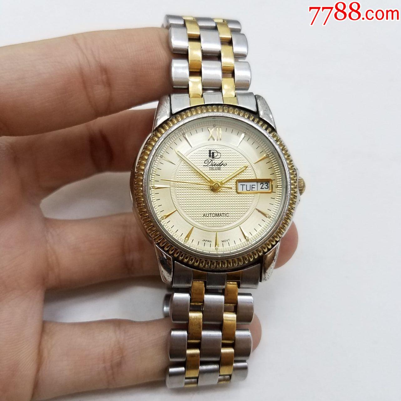 diedro自动机械男表【透明底盖,间金表款】【钱币纹金表圈】-手表