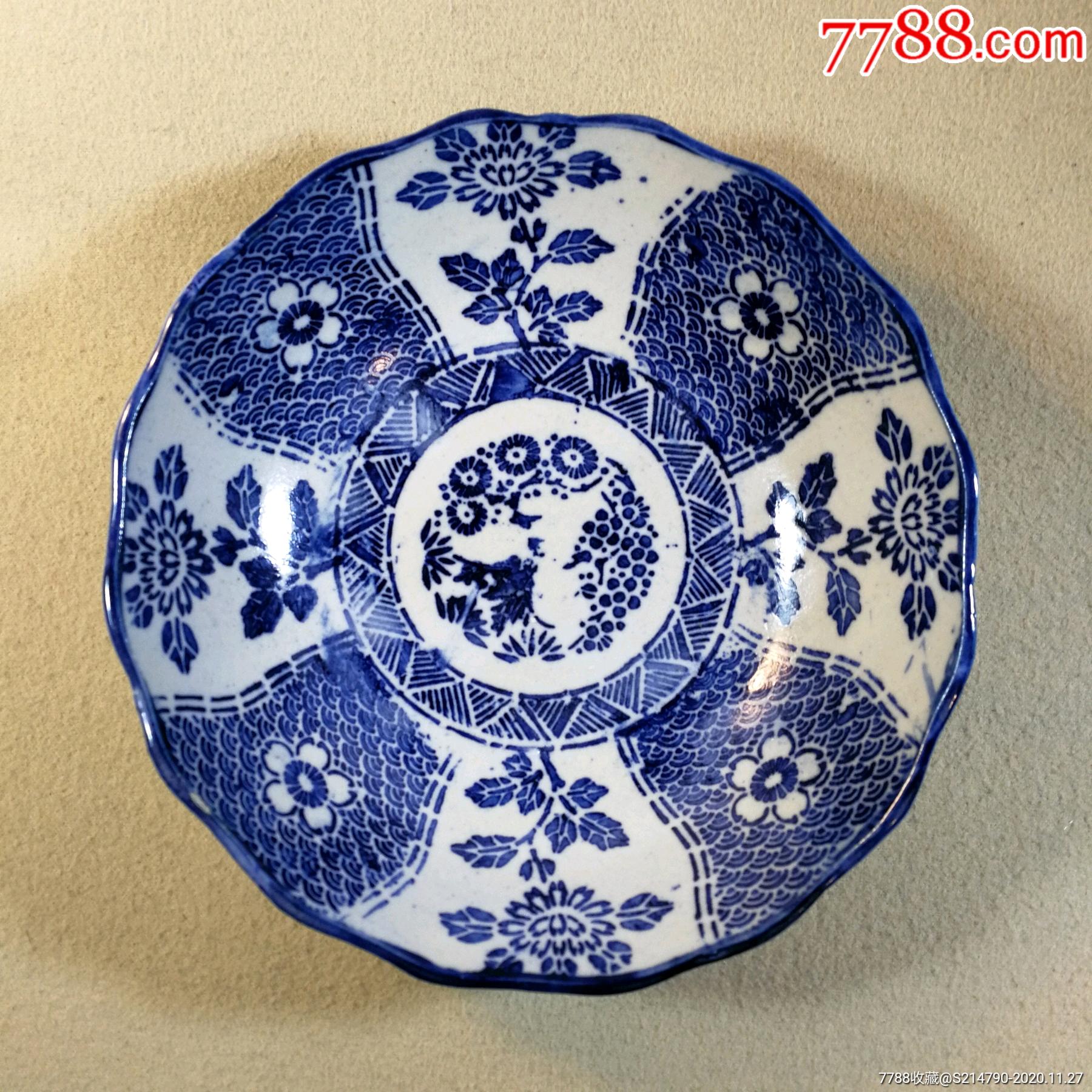 民国老青花花卉碗直径16厘米,基本全品
