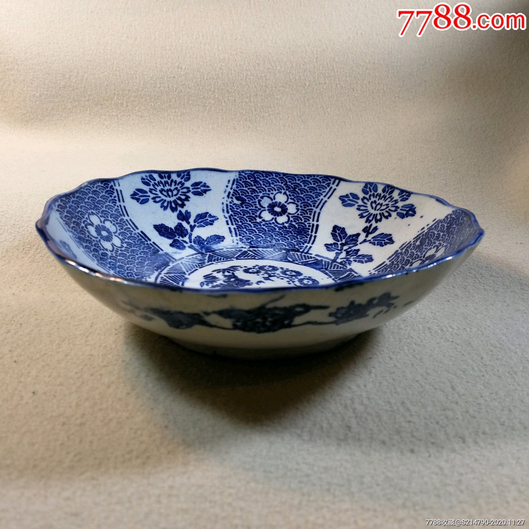 民国老青花花卉碗直径16厘米,基本全品