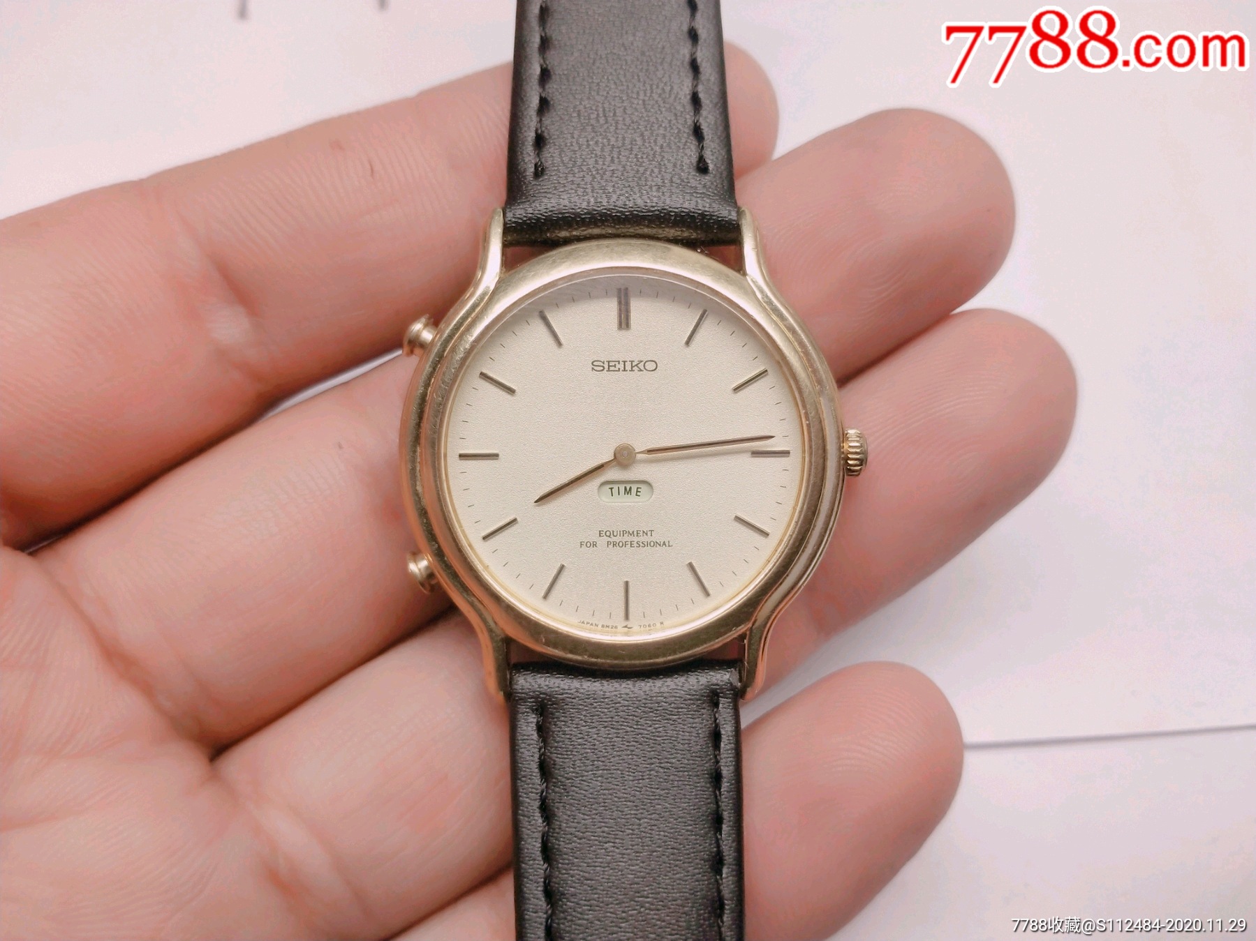 好品罕见款seiko精工男士设计款经典石英腕表