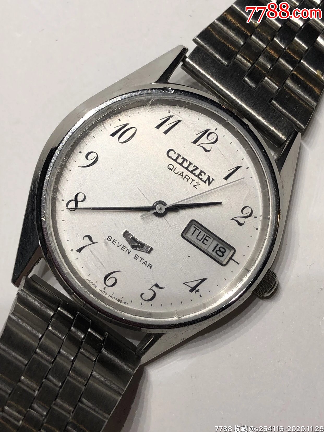 日本原装进口西铁城石英男表表盘35mm厚9mm走时精准sevenstar7星系列