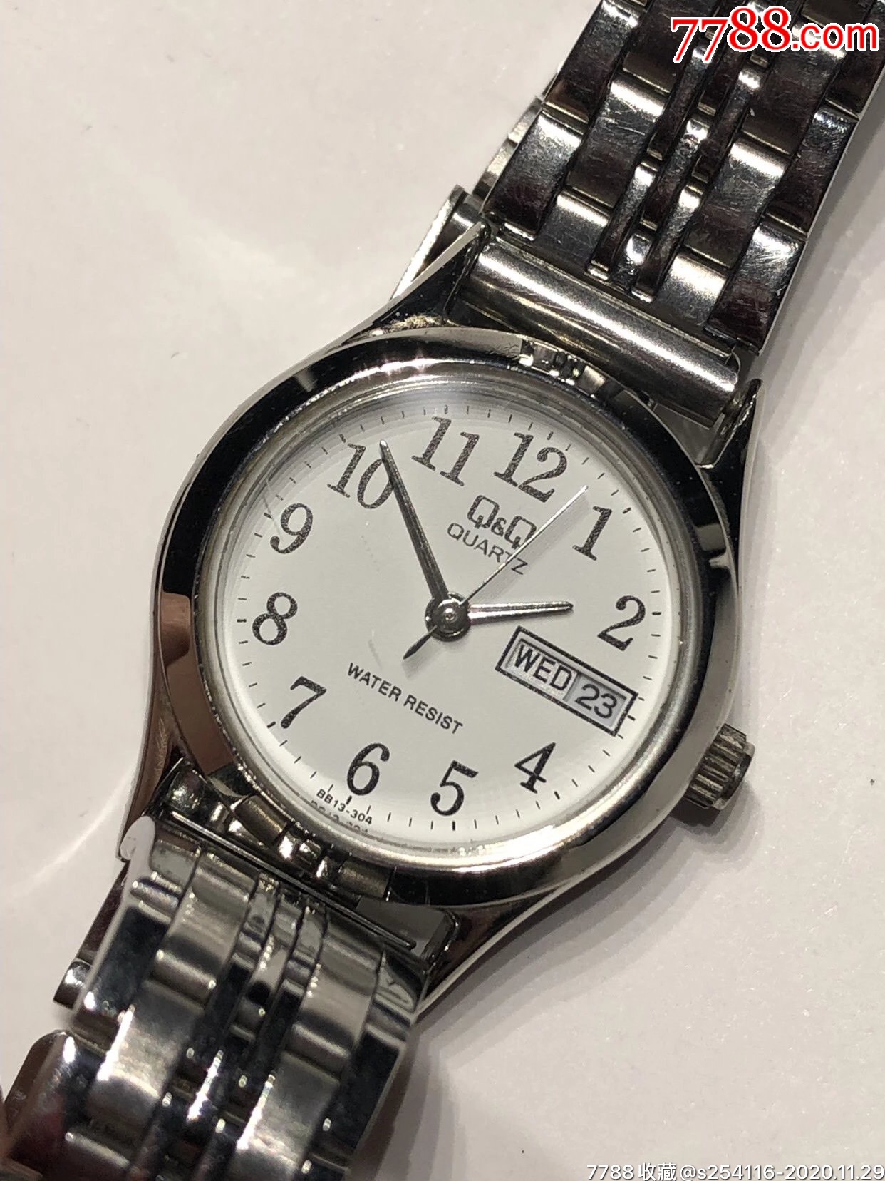 日本西铁城石英女表qq全不锈钢表盘24mm厚76mm走时精准双历表带长18c