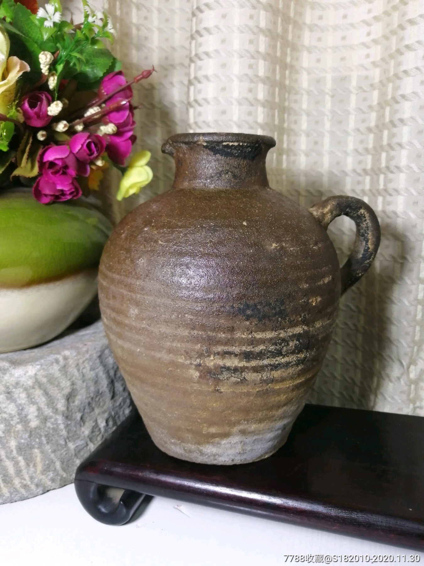 老民俗!老陶罐!高18宽17口5.8公分!口沿侧下略微磕皮!见最后一图!