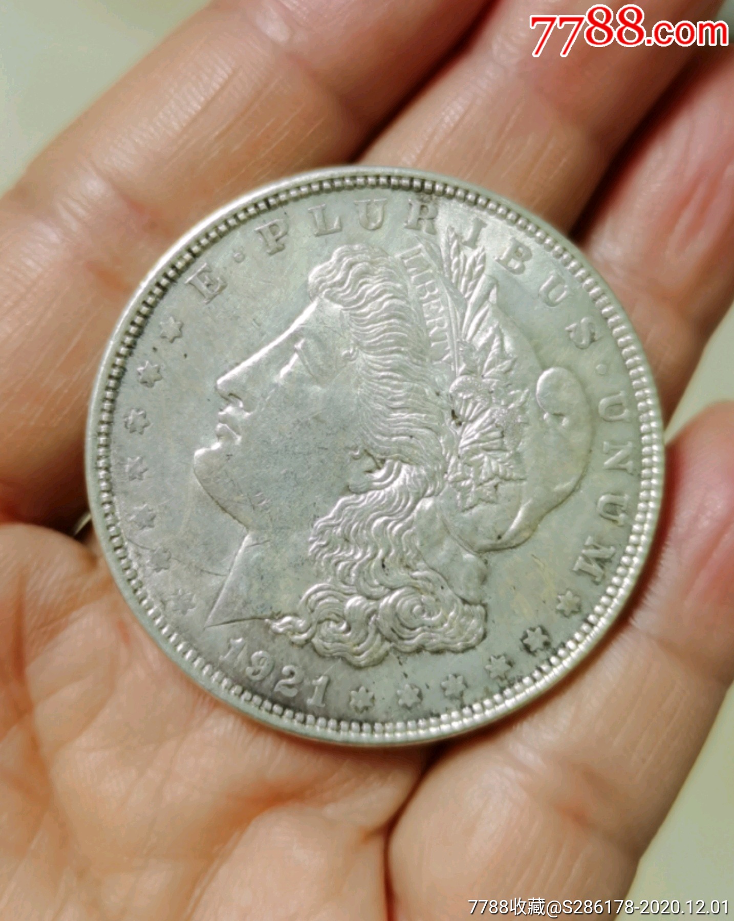 美国摩根1921年自由女神背鹰老银币~【本店天天上拍老物品】-银元
