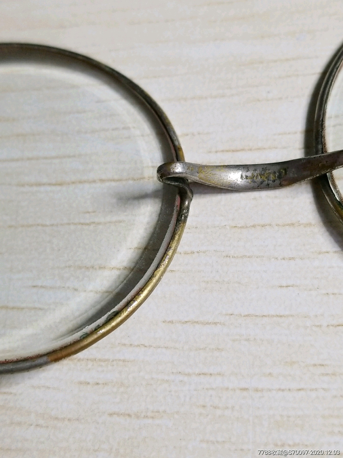 民国老古董老式眼镜老眼镜,手工鎏金镜架,平光水晶镜片,老钟表眼镜