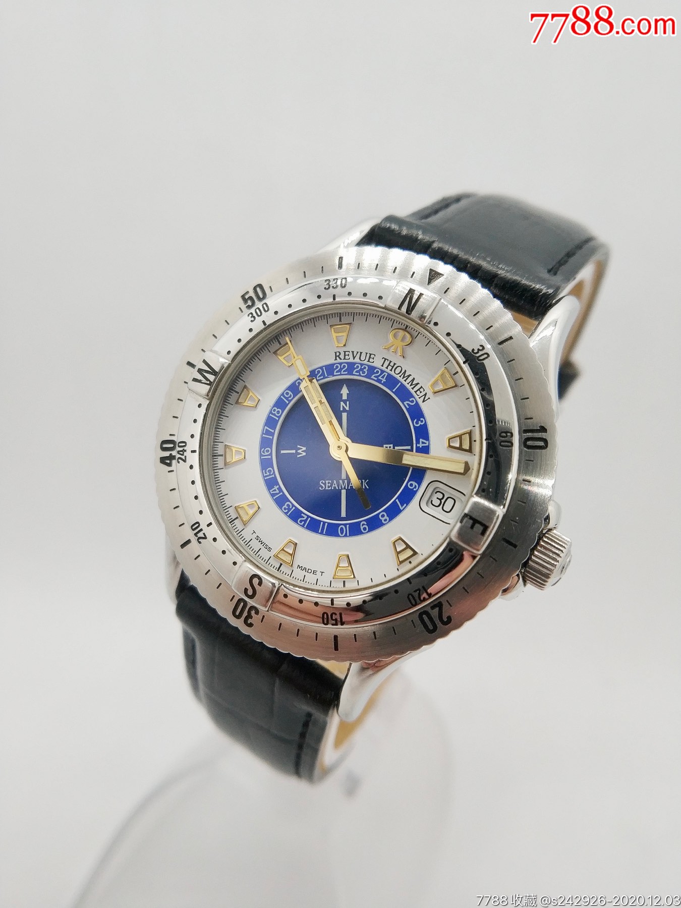 【美品】瑞士梭曼seamark航海系列双圈口手表男表