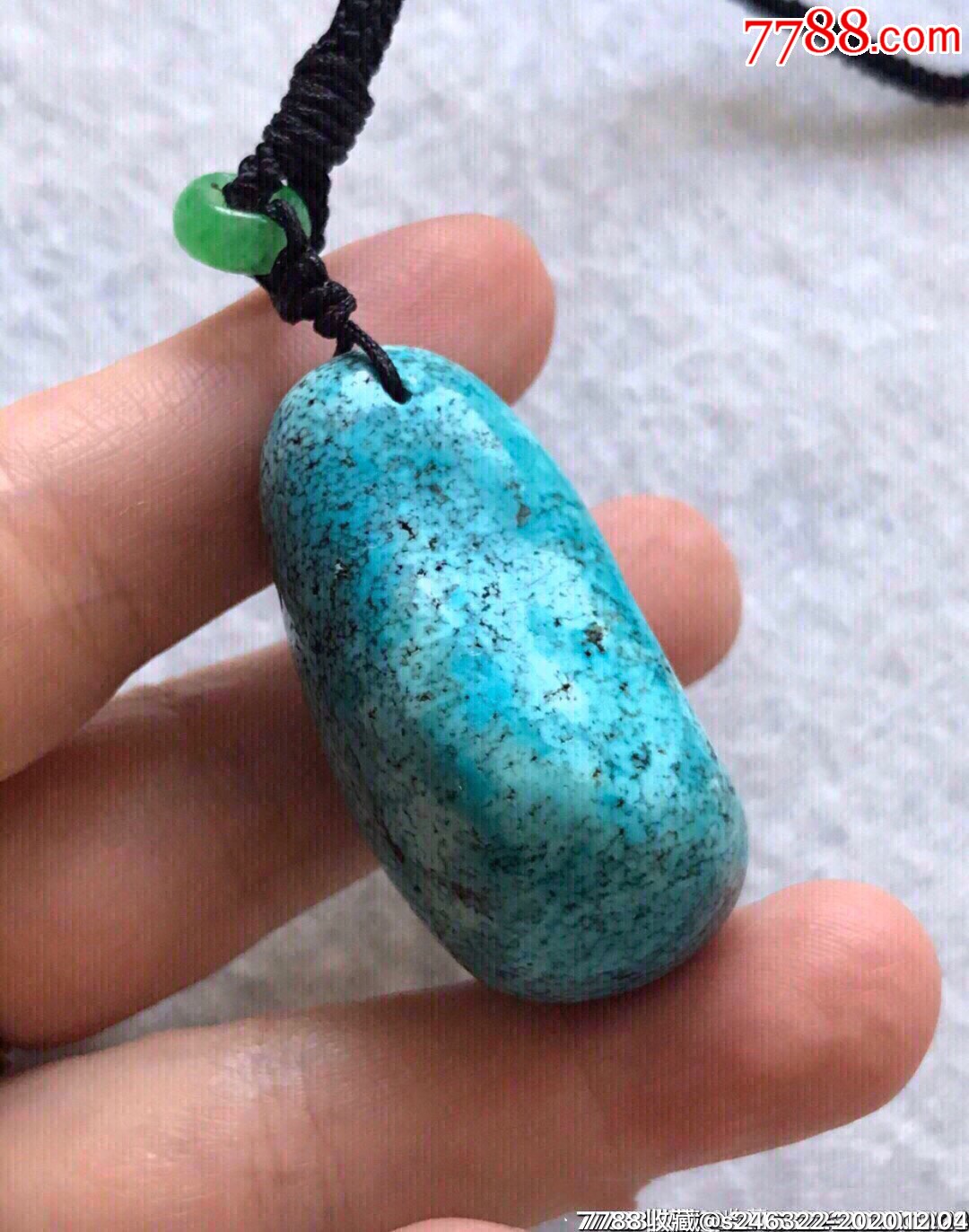 【清库亏出】高瓷蓝原矿绿松石雨点松随型挂件21.8克