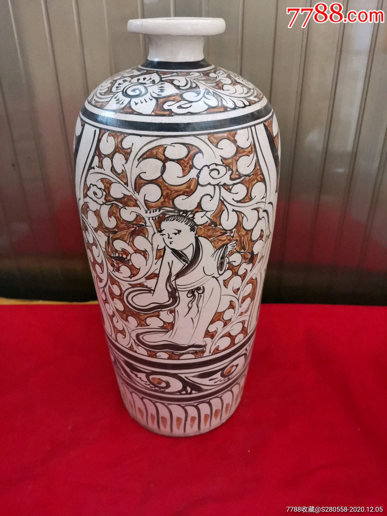 清代磁州窑梅瓶完整