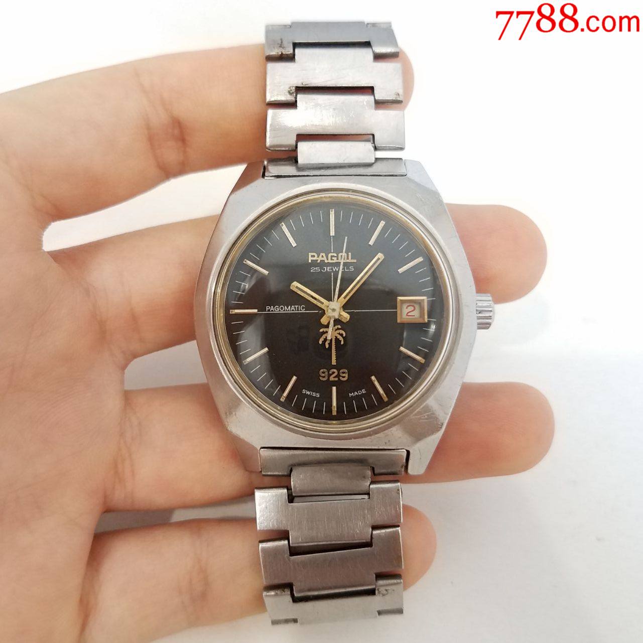 【独特十字线黑盘】【美品】瑞士-pagol-(宝树牌)