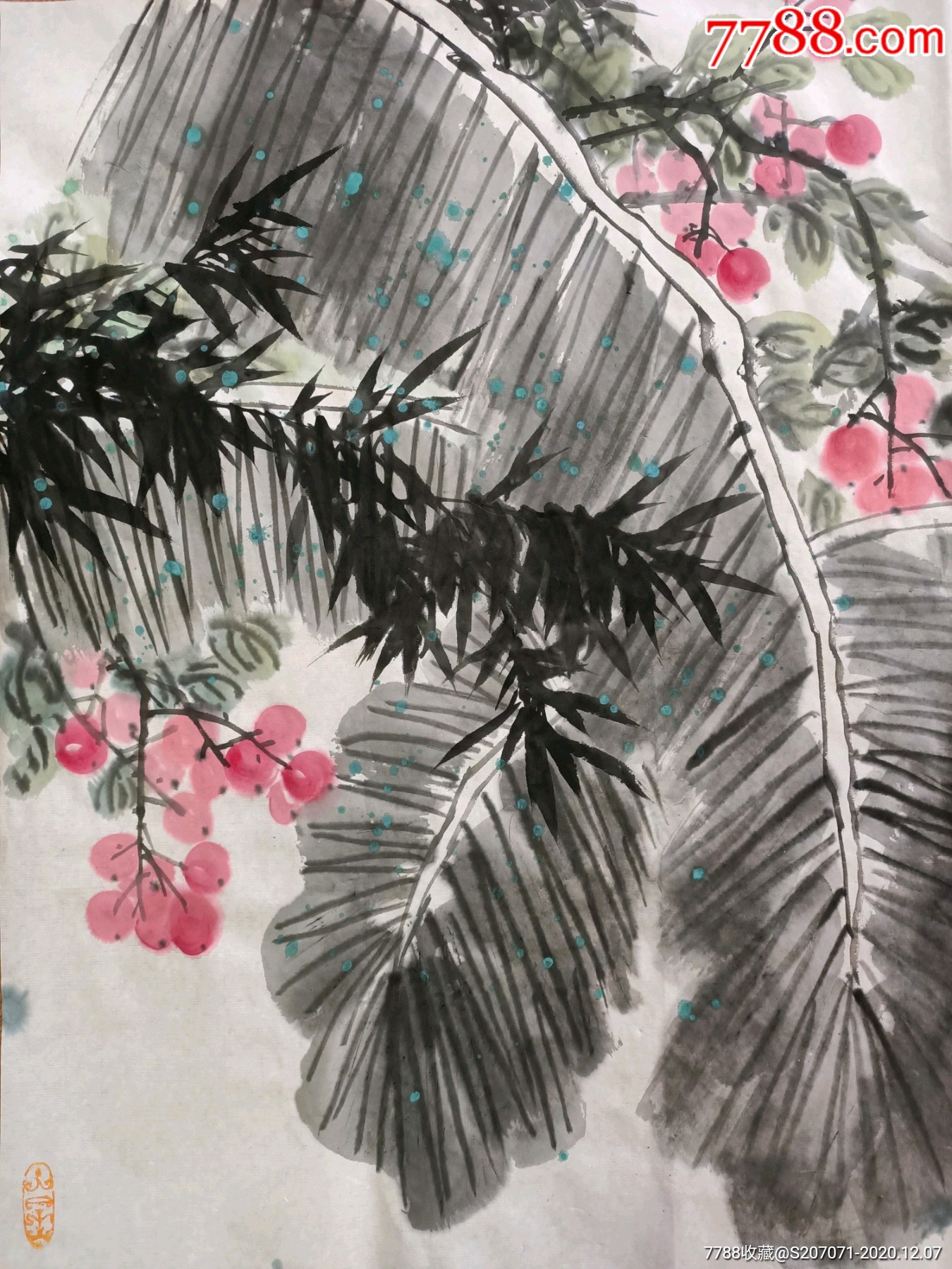 又见山里红四尺斗方68×68-花鸟国画原作-7788书画网