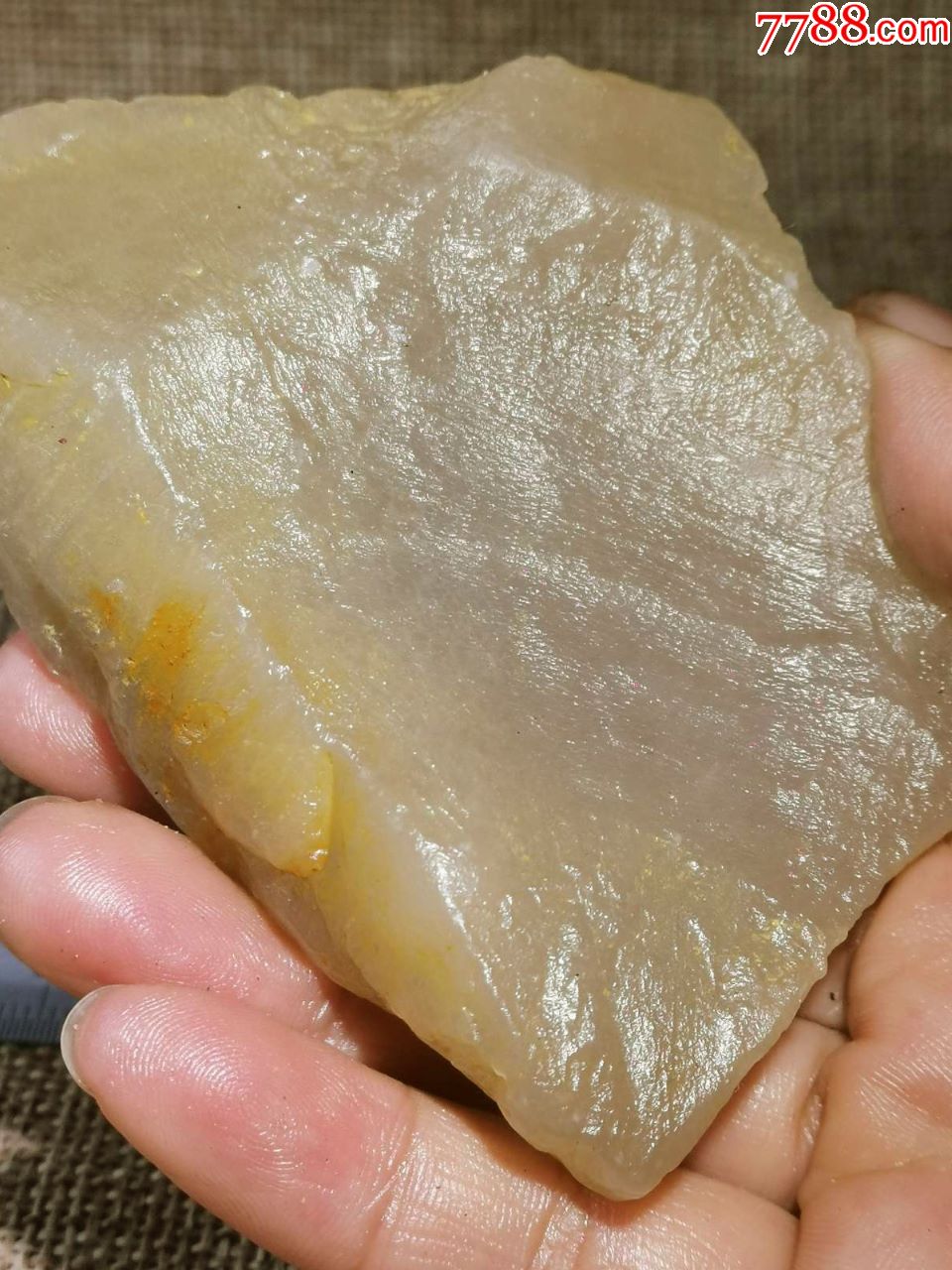 寿山石满丝太极头毛料94g(软冻老货,稀缺品种)