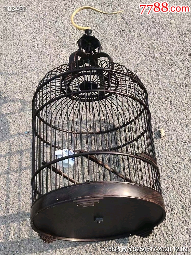 民国时期檀木特大号鸟笼子.完好无损,美观大方.