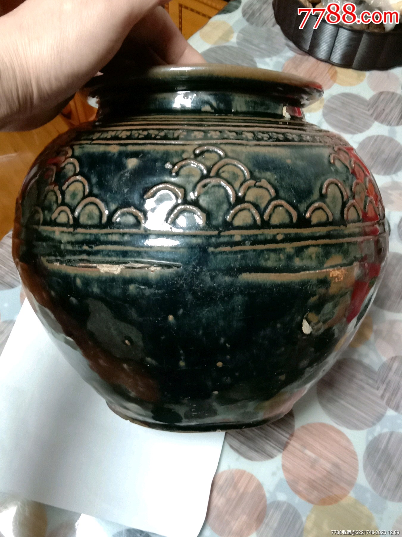 老鱼鳞坛子,高23.直经27看图拍