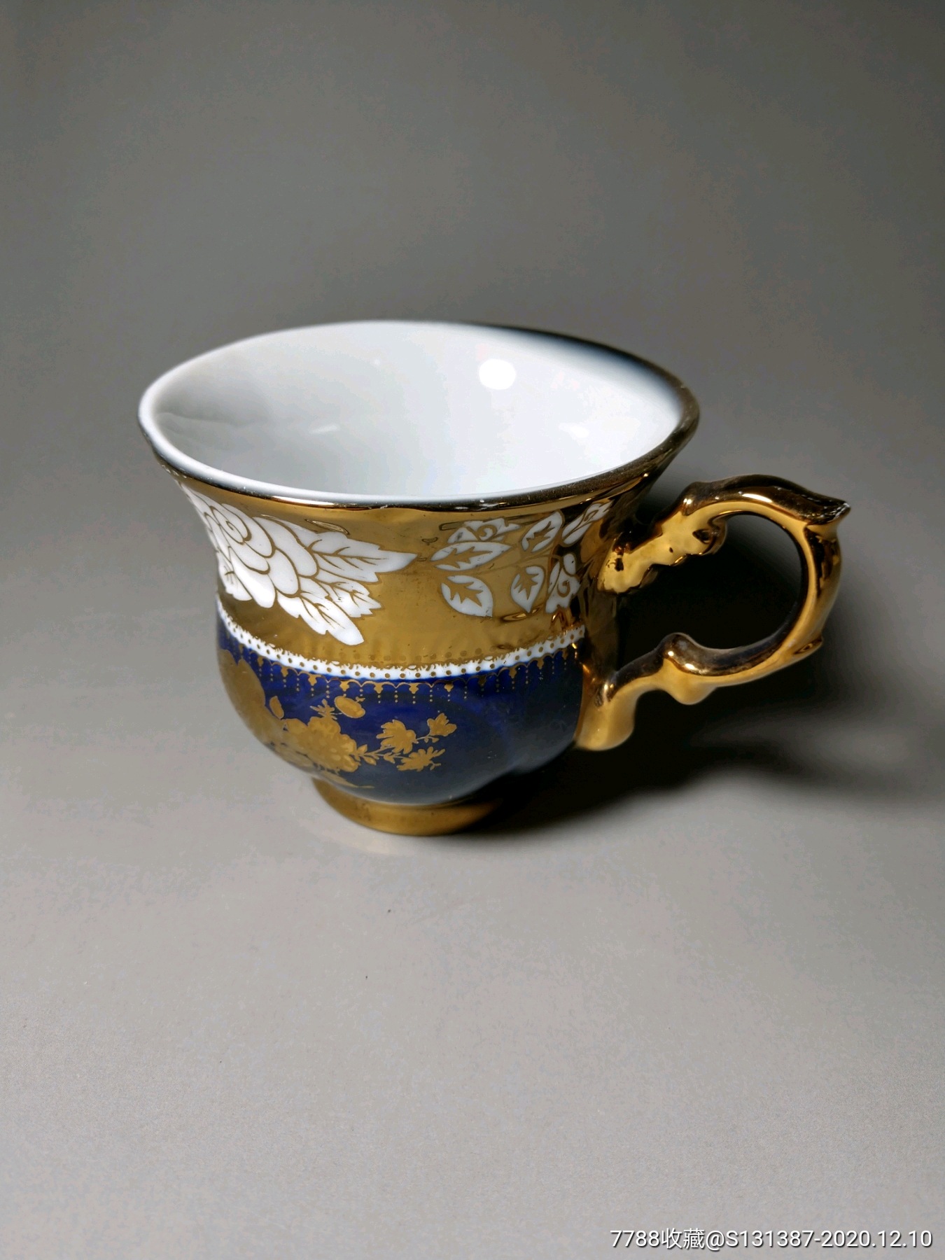 全新五十年代出口欧洲的白瓷描金彩绘咖啡杯