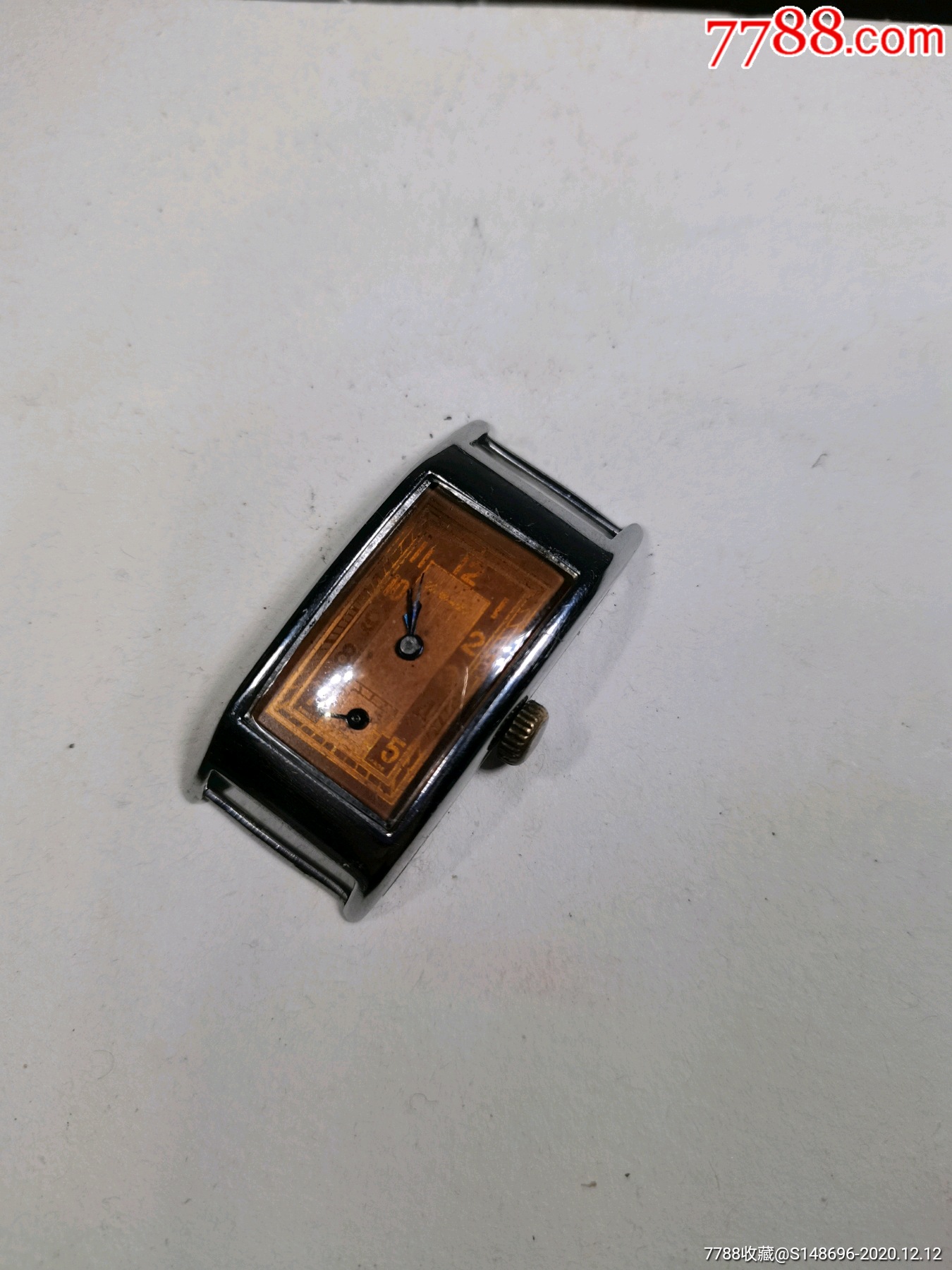 民国原装进口瑞士trademark小三针方型古董表