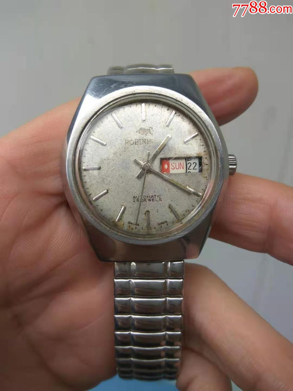 60年代末瑞士全自动双历【robinho】【罗宾汉】男士古董老表-手表